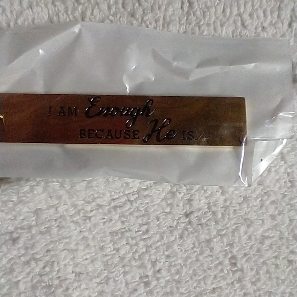 New goldtone I am enough because he is christian catholic religious necklace - Picture 3 of 3